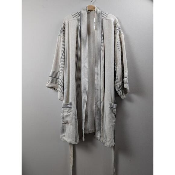 NWT Oddbird Fener Linen Kisa Cut Robe Natural Turkish Ethical Eco Fashion M / L